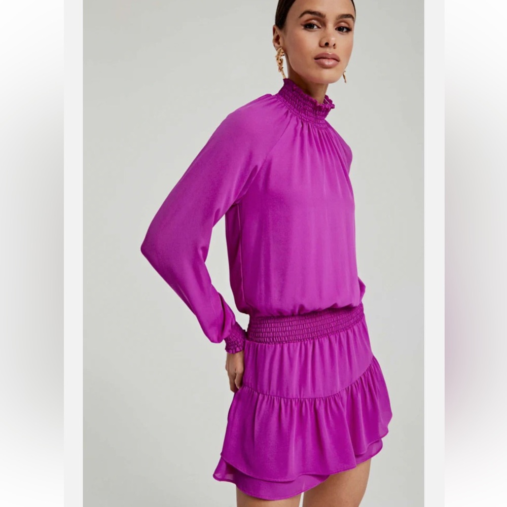 Krista Pink Long Sleeve Mock-Neck Dress